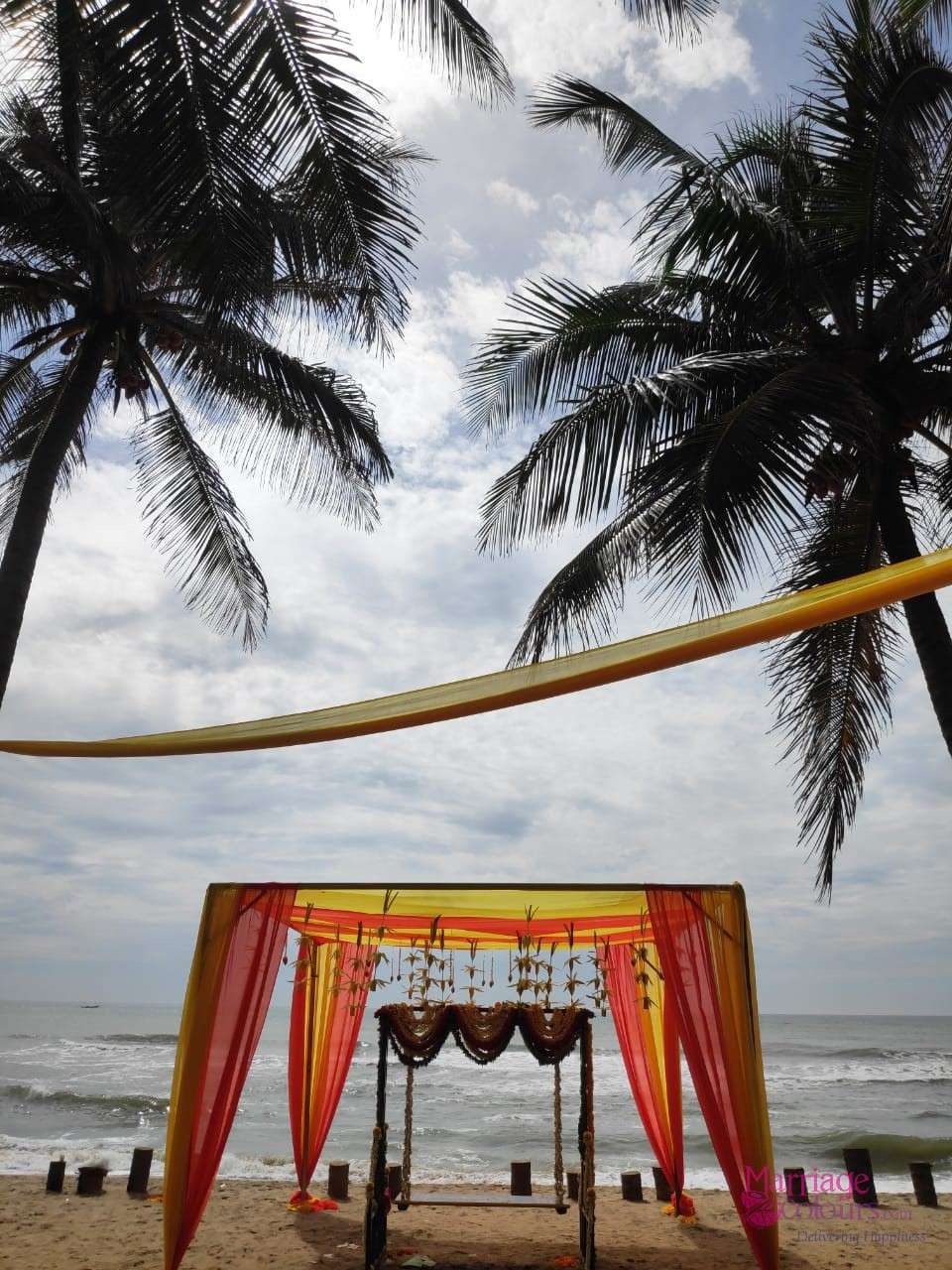Beach wedding Chennai Ideal Beach Oonjal Decor