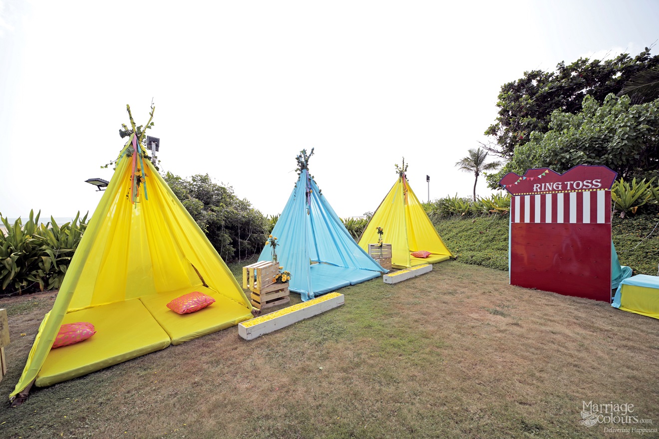 beach mehendi decor at taj fishermans cove
