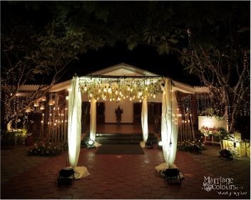 night shot of entrance to celebrations