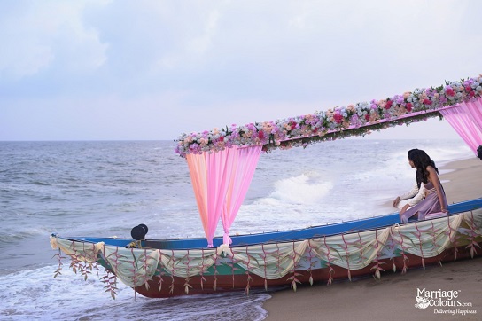 grand bride entrance in boat, sheraton grand