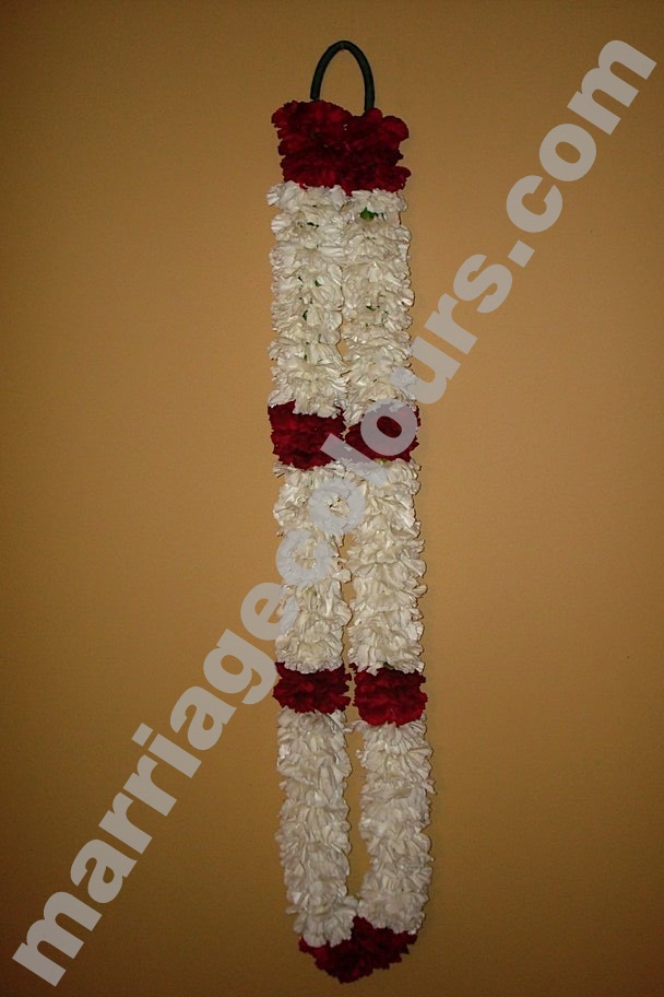 White and Red Carnation Garland-indian wedding rose garlands