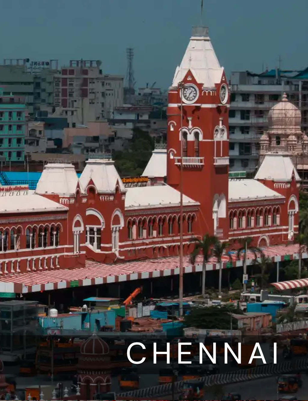 The majestic Chennai Central Railway Station building