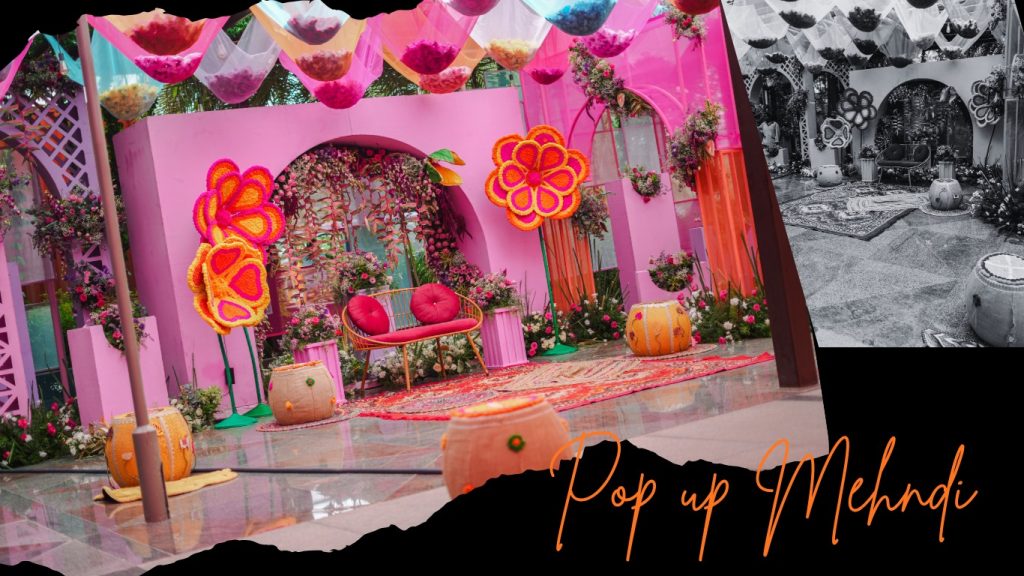 Vibrant-Pop-up-Mehndi-Stage-with-Pink-Backdrop